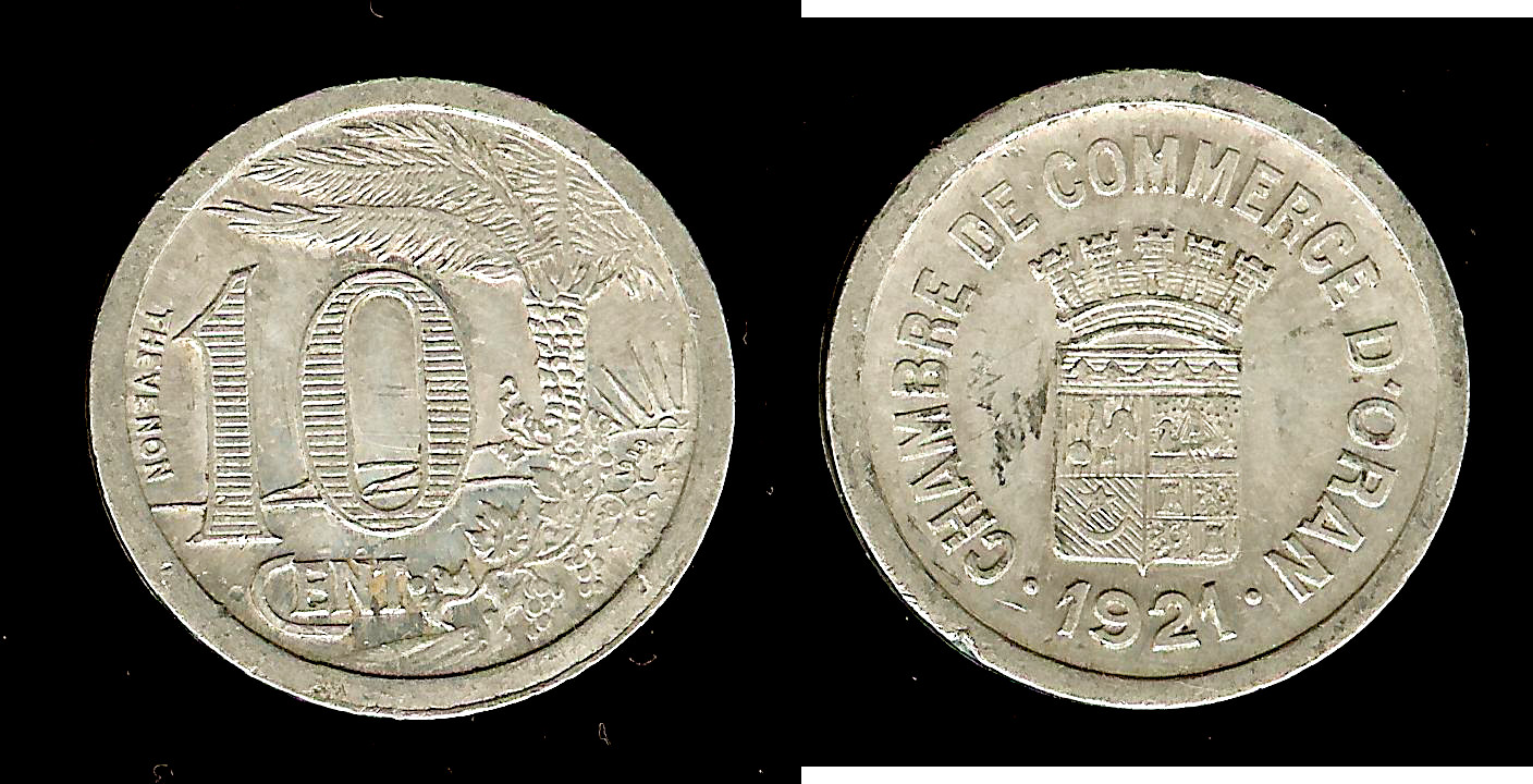 Algeria (Oran) 10 centimes 1921 EF+